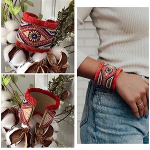 Colorful Hand Beaded Eye Cuff Bracelet